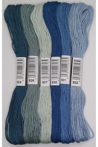 ALMİŞ 6 Pieces Cross Stitch 8 Meters 6 Layers Different Colors Cross Stitch Embroidery Rococo Thread-924 932