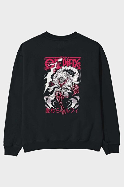 Ankhises MONKEY D. LUFF-ONE PIECE 1 Anime Back Štampano Crna Oversize kroj Du...