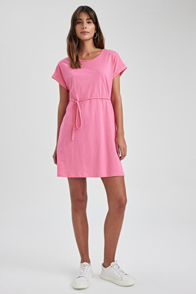 DeFacto A Kesim Bisiklet Yaka Mini Kısa Kollu 100 Pamuk Elbise T8057az23sm