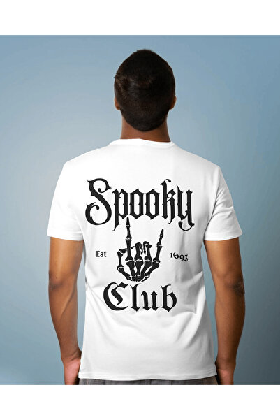AEMİ Unisex majica Spooky Club Oversize kroj Pamuk - prednja i zadnja strana ...
