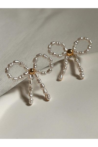 Rossetto Atelier Imported Pearl Bow Earrings