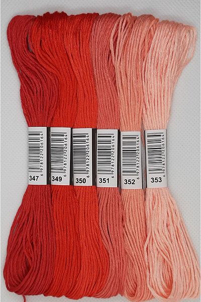 ALMİŞ 6 Pieces Cross Stitch 8 Meters 6 Layers Different Colors Cross Stitch Embroidery Rococo Thread-347 353