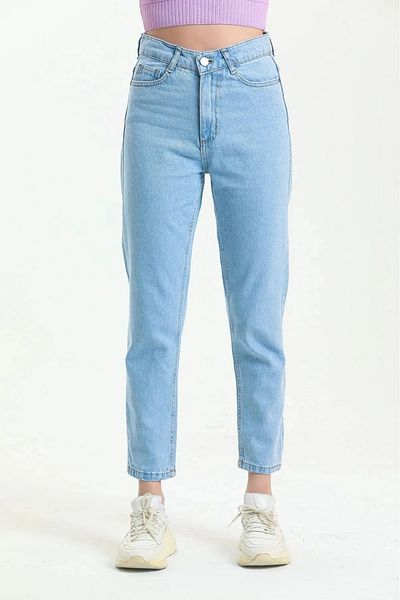 LİMABEL Evolution Ice Albastru deschis Nu se estompează Mom Jean Femei Iubita Pantaloni din denim cu talie înaltă Power Lycra