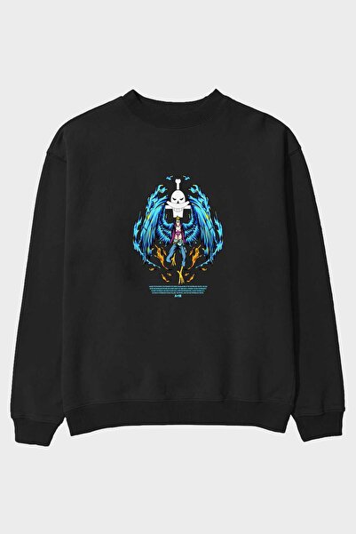 Ankhises Marco Anime Front Štampano Crna Oversize kroj Dukserica Muškarci Žen...