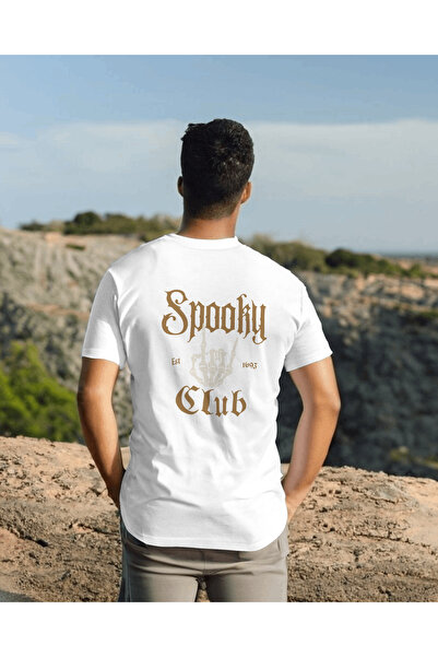 AEMİ Unisex majica Spooky Club spreda i sa zadnje strane Štampano Oversize kr...