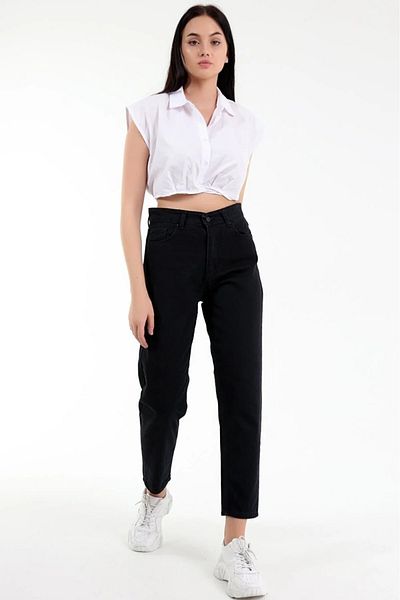 LİMABEL Evolution Black Not Fade Mom Jean Femei Iubita Blugi cu talie înaltă Pantaloni Power Lycra