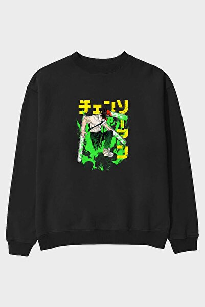 Ankhises CHAINSAWMAN DENJI Аніме з попереднім друком Чорний оверсайз-светр Чо...