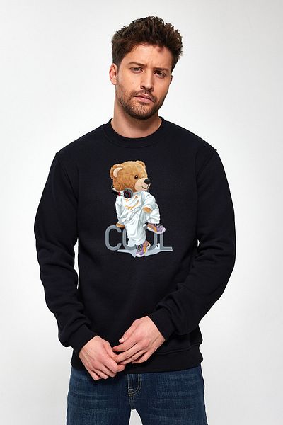 BİKOMBİNE Ανδρικό φούτερ Cool Bear Printed Μαύρο