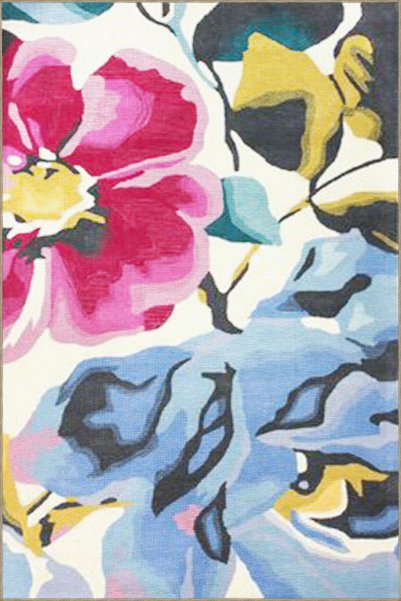 Rugs Modern Halı Pink Blue Themed Floral Flower Patterned Modern Decorative C...