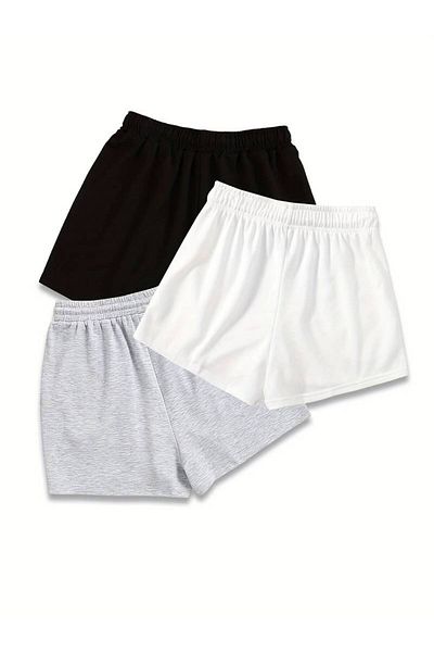 Machetta Set de 3 femei, pantaloni scurți uni de vară, fără imprimeuri - pantaloni scurți casual