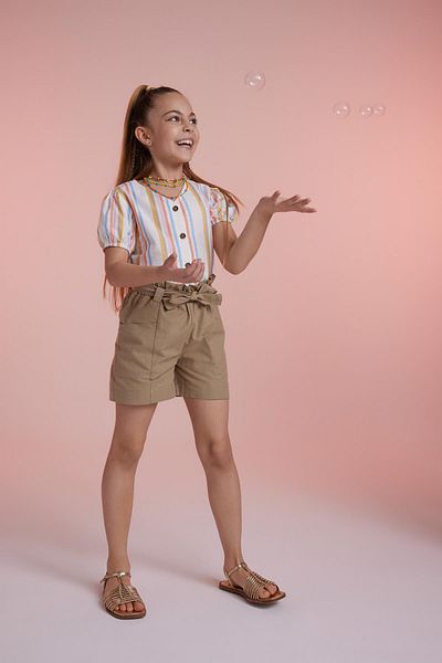 DeFacto Girl's Paperbag Linen Shorts Z7777a623hs