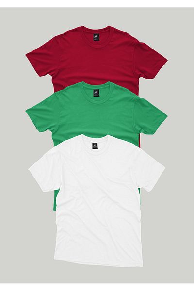 Chicheva Pack of 3 T-Shirts Women / Men Cotton Breathable Red Green White Comfortable Fit