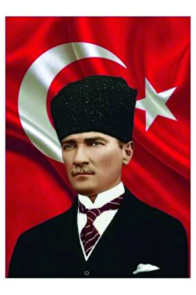 Özel Flama Bayrak ATATÜRK İMZALI SATEN KUMAŞ  POSTER M.KEMAL ATATÜRK 70X105CM