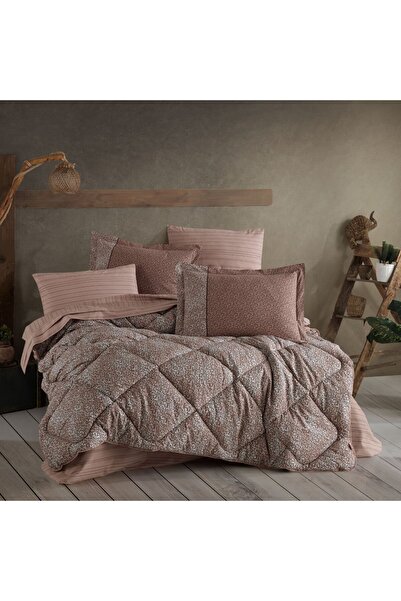 Hobby Silvana Kahve - Poplin Çift Kişilik Uyku Seti