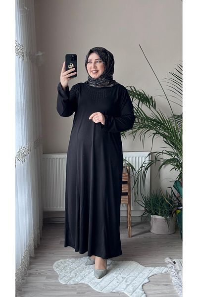 TDYtrendy Giyim Mother Plus Size Πέτρινο Βαμβακερό Φόρεμα