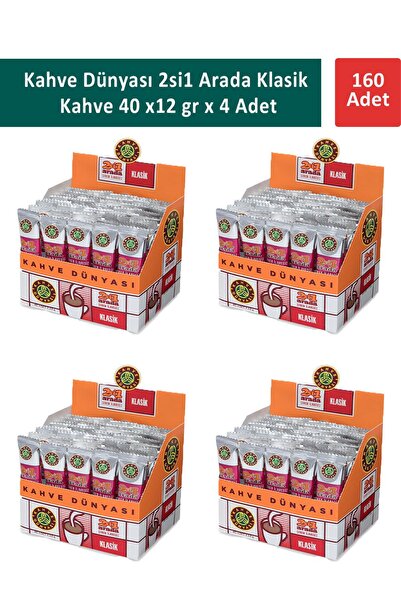 Kahve Dünyası 2si1 Arada Klasik Kahve 40 x 12 gr x 4 Adet