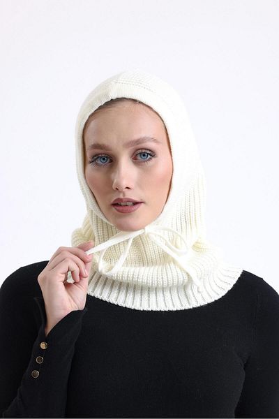 Onur Hat - Knitwear Headgear Cream Balaclava Beanie Knit Headgear Hooded Keep Warm Winter
