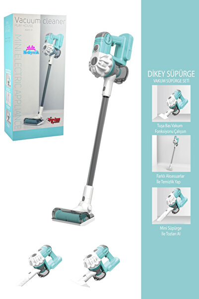 hediyecik Oyuncak Sesli ve Işıklı Mavi Dikey Süpürge 3'ü 1 Arada