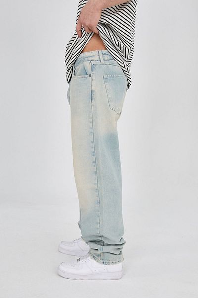 ENZOI Men's Baggy Relaxed Blue Washed Pants