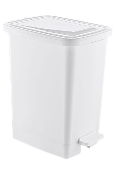 GuvenliPazar Plastik 25 lt Slim Pedallı Çöp Kovası Beyaz (İç Kovalı)