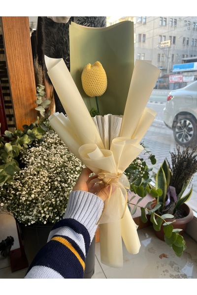 çınar kadın kooperatifi Örgü Lale Buketi,Lale Çiçeği,El Yapımı Örgü Çiçek Buk...