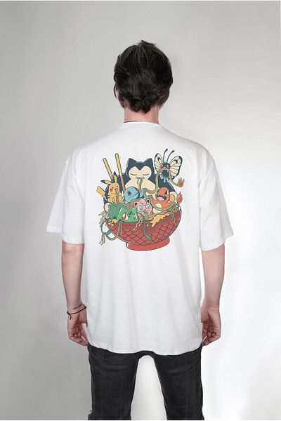 Pisa Art Pokemon Snorlax Balbazar Pikaçu Ιαπωνική γραφή Προσαρμοσμένο σχέδιο με τυπωμένο μπλουζάκι Unisex μεγάλου μεγέθους
