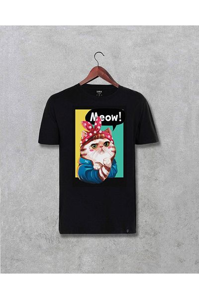 Pisa Art Унисекс тениска с щампа на животни Cat Cat Power Meow Meow, персонализиран дизайн