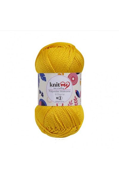knitme Πολυεστέρας Μακραμέ 3 mm 100 Gr Πλεκτό Χέρι Σχοινί 807 Κίτρινο