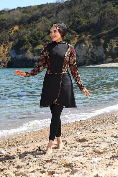 SEBOTEKS Γαρνιρισμένο Pareo Model Design Κλειστό μαγιό Hijab με καλσόν 33555