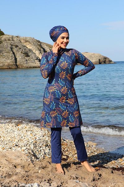 SEBOTEKS Ψηφιακό εμπριμέ σωληνωτό κλειστό πόδι Hijab μαγιό 3340
