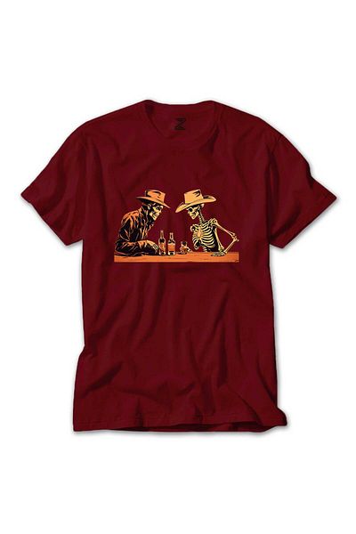 Z zepplin Κόκκινο T-shirt Skelton Cowboy Bar