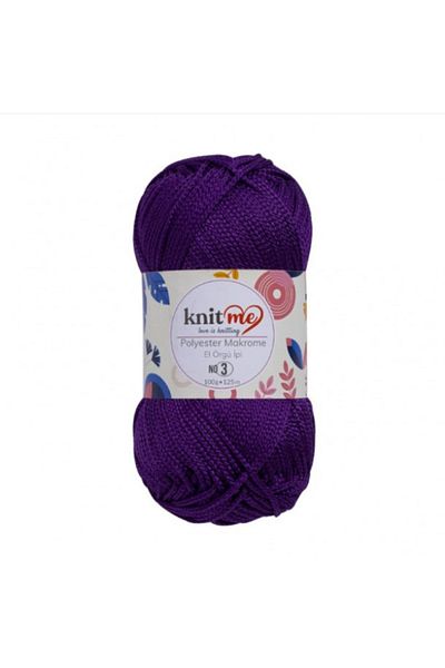knitme Πολυεστέρας Μακραμέ 3 mm 100 Gr Πλεκτό Χέρι Σχοινί 837 Μωβ
