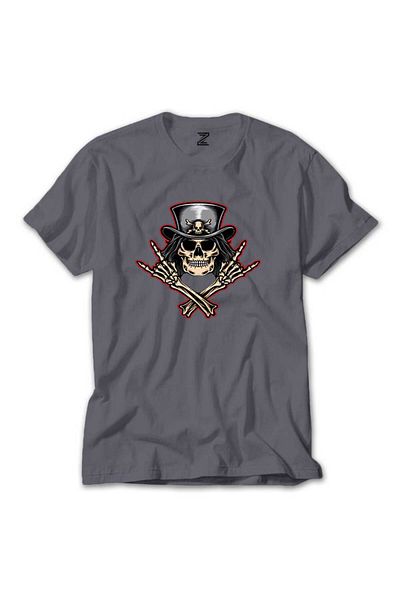 Z zepplin Slash Skull Grey T-Shirt