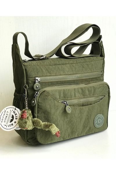 DUOMİNO Clinker Water Resistant Black Crinkle Shoulder Bag / Postman / Crossbody / Multi-Pocket
