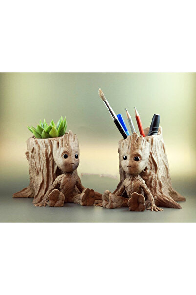 orjinalArt Bebek Groot Sukulent Saksı, Figür, Kalemlik, baby groot, ağaç