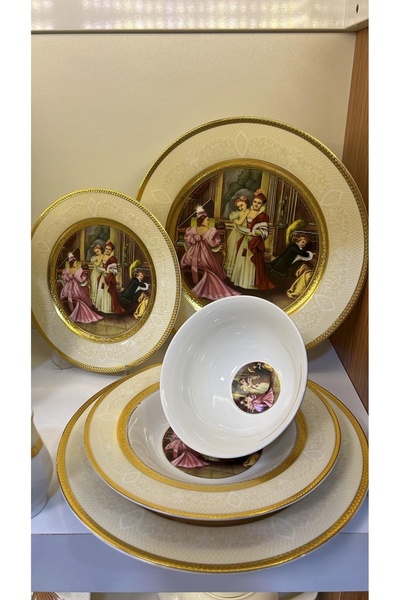 ROY KING MUBA CONSEPT ROMEO MARKİZ WİNTAGE ALTIN KAPMALA 12 KİŞİLİK 61 PARÇA ...