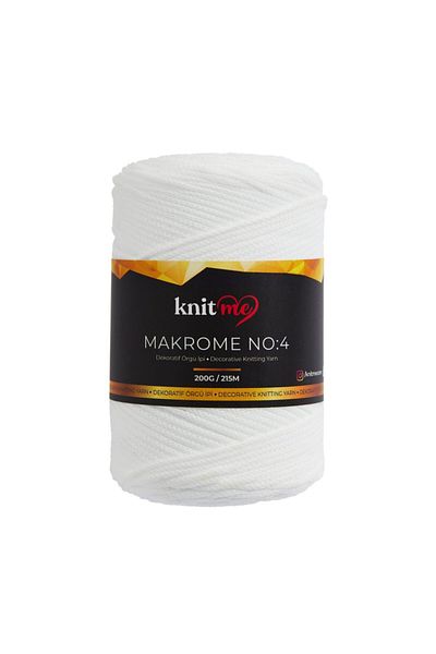 knitme Πολυεστέρας Μακραμέ 4 mm 200 Gr Πλεκτό Σχοινί Χεριού 1010 Λευκό
