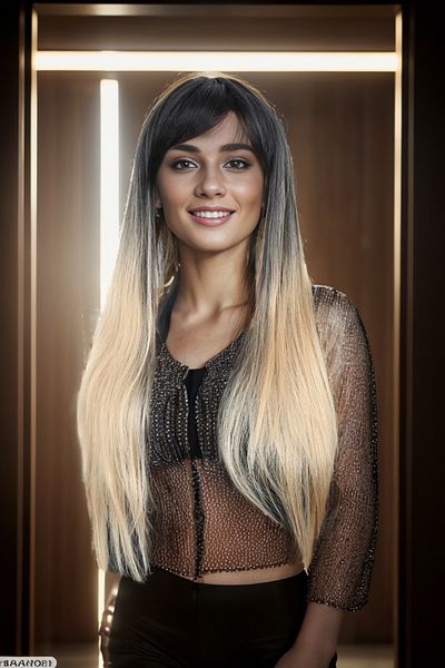 KONAK PERUK Synthetic Fiber Long Bangs Wig - Black Ombreli / Honey Foam