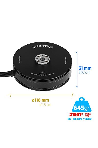 T-Motor MN1010 135KV Brushless Fırçasız Brushless Fırçasız UAV Motor Multikop...