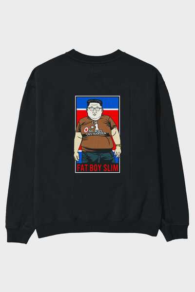 Ankhises Fat Boy Slim Kim Jong Un Back Štampano Crna Oversize kroj Dukserica ...
