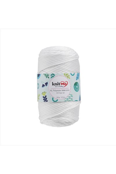 knitme Macrame Poliester 250 Gr Ață de tricotat manual 1601 Alb
