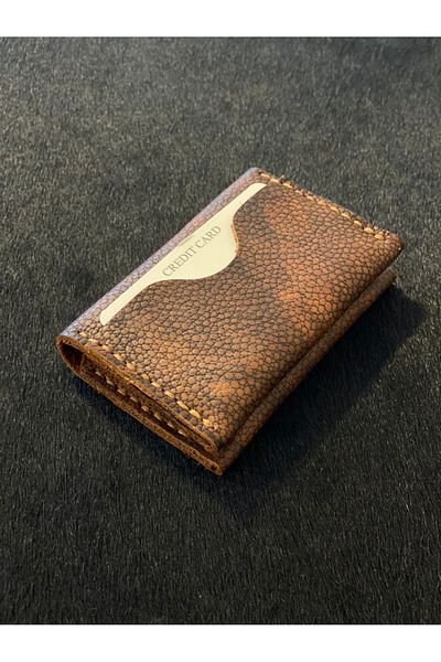MAT Deri Minimal Card Holder Handmade Genuine Leather with 6 Cards and Coin Purse Pattern
