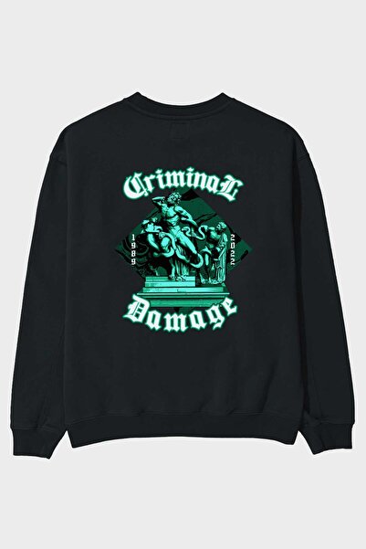 Ankhises Criminal Damage Back Štampano Crna Oversize kroj Dukserica Muškarci ...