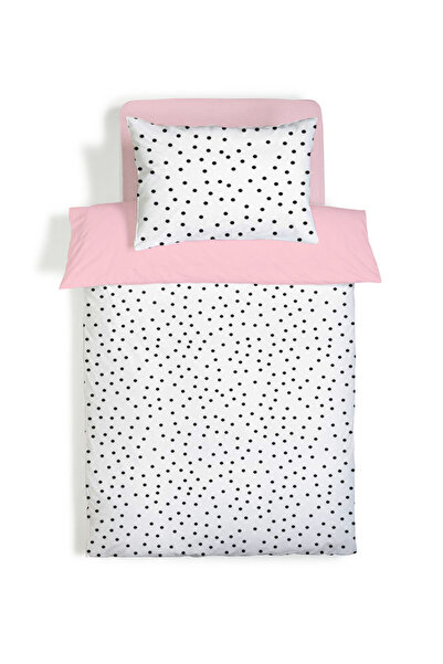 Evmila Çift Taraflı Puantiye Desenli Çarşafsız Takım Tek Kişilik Nevresim Takımı 160x220 Cm