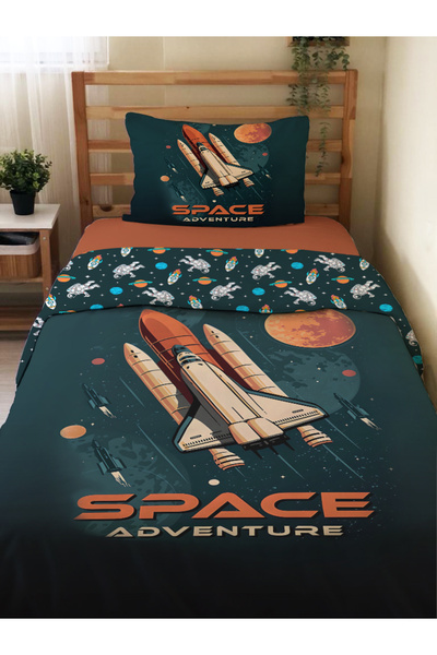 Evmila Σετ Παπλωματοθήκης Διπλής Όψης με Σχέδιο Διαστημικού Λεωφορείου Χωρίς ...