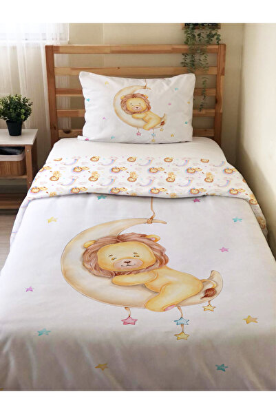 Evmila طقم غطاء لحاف فردي منقوش على شكل أسد مزدوج الجوانب بدون ملاءات مقاس 16...