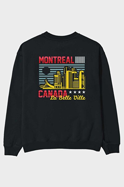 Ankhises Montreal Back Štampano Crna Oversize kroj Dukserica Muškarci Žene ok...