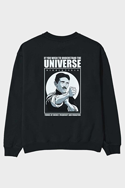 Ankhises Nikola Tesla Ip Man Back Štampano Crna Oversize kroj Dukserica Muška...
