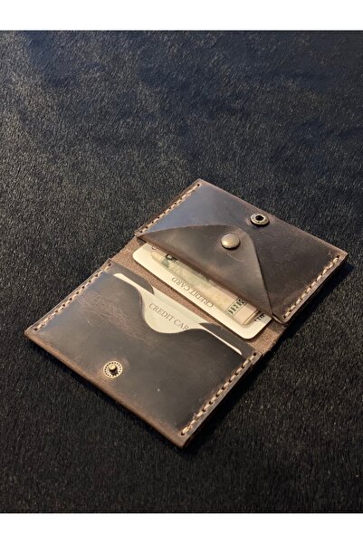 MAT Deri حامل بطاقات صغير مصنوع يدويًا من الجلد الطبيعي مع 6 بطاقات ومقصورة ل...