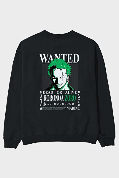 Ankhises سويت شيرت رورونوا زورو أسود كبير الحجم مطبوع من الخلف للرجال والنساء...